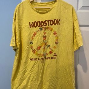 Woodstock Floral Peace Sign Yellow T-Shirt
